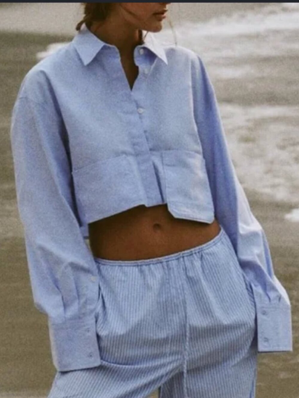 cropped poplin shirt